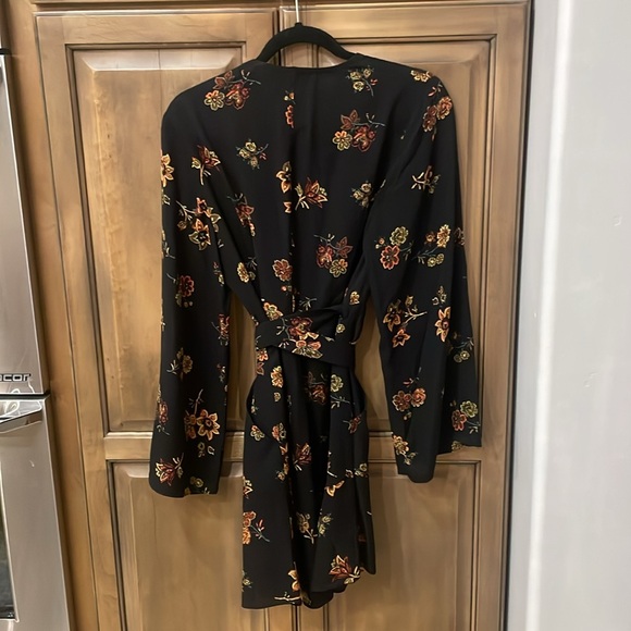 A.L.C. Wilma Wrap Short Dress in Black Floral - Picture 2 of 8